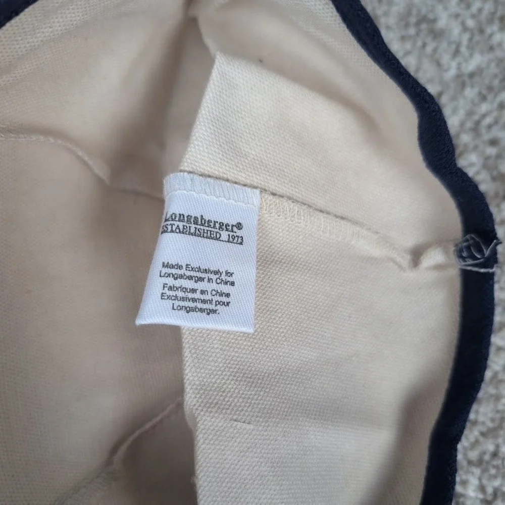 Longaberger Small Ware Fabric Basket Liner 100% Cotton - New Flax w/ Indigo Trim
